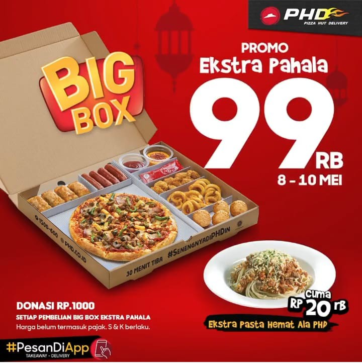Giladiskon's tweet photo. PHD Pizza Hut Promo Big Box Ekstra Pahala 99.000!
https://t.co/Fv5HbGQlED
#phdpizzahut #phd #promo #giladiskon #infopromo #infodiskon #promophd #promopizza #phddelivery https://t.co/ha810mvcSd