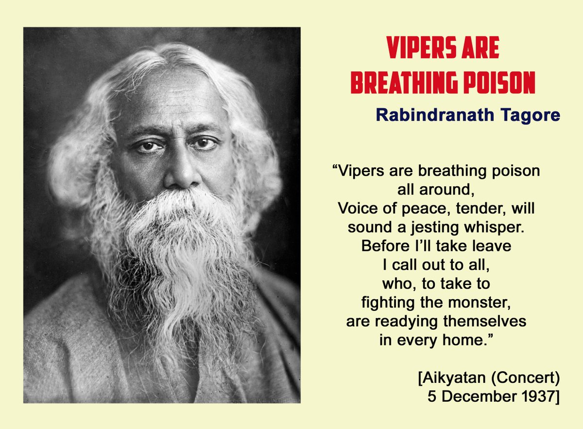 Observe 159th Birth anniversary of Rabindranath Tagore in a befitting manner.
In this poem, he compared the lust of the imperialistic powers with the poisonous breathing of the Snakes.
#AIDSO
#RabindranathTagore
#rabindrajayanti
#RabindranathAndHindutva 
#RabindranathAndSocialism