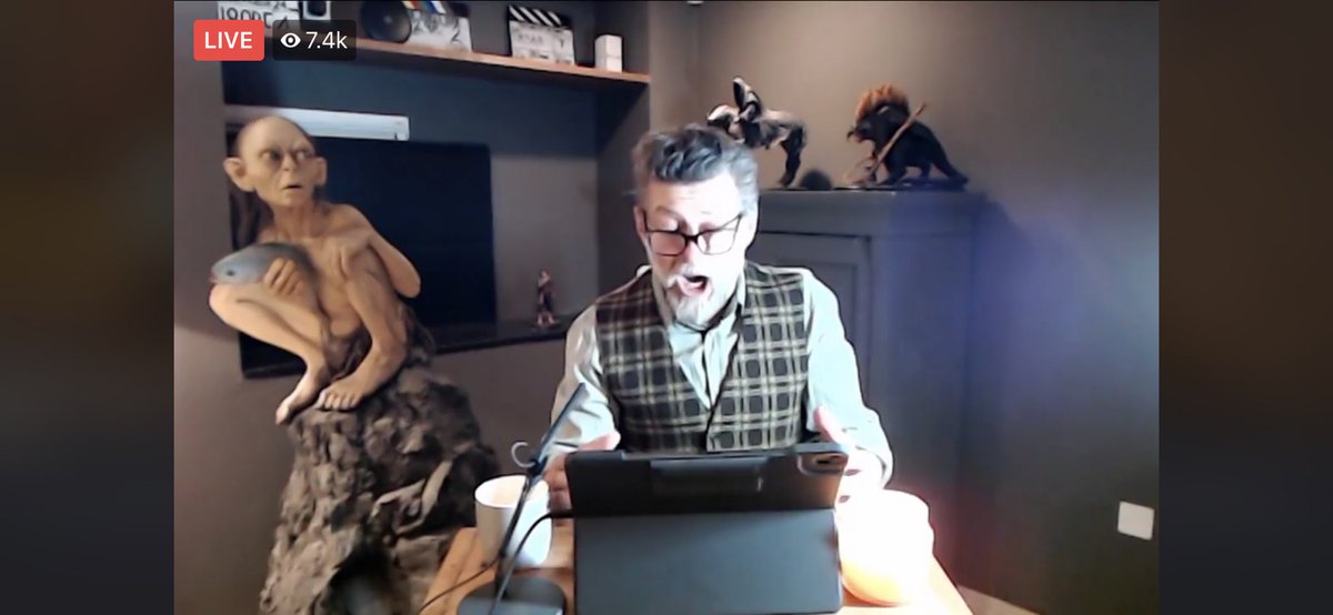 JRRTolkien's tweet photo. We are watching @andyserkis now! 12-hours of #Tolkien’s #TheHobbit Join us here: https://t.co/t9dsUK1FFf https://t.co/wdcdPTwpit