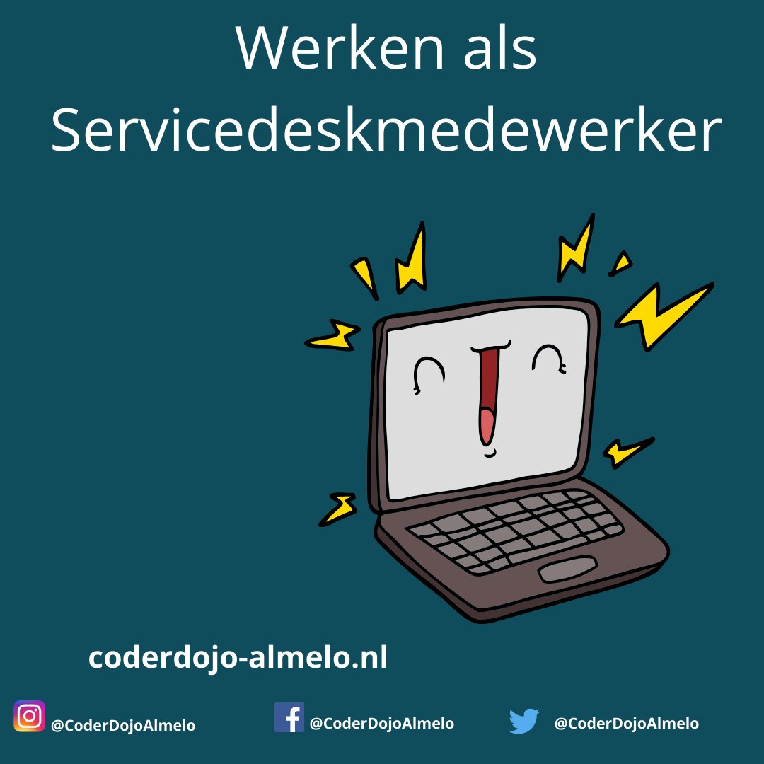 CoderDojoAlmelo's tweet image. 🌟Werken als servicedeskmedewerker🧐

Je werkt op een ICT afdeling. Je lost storingen van bv computers op en je installeert applicaties. Ook moet je soms kleine reparaties doen aan computers. Of je verhuisd computers e.d naar een andere ruimte.Super afwisselend dus! 😀👩‍💻👨‍💻