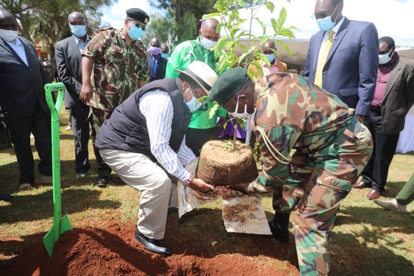 Environment_Ke's tweet photo. @Environment_Ke CS Keriako Tobiko plants a tree (Elgon Teak), during the burial of Mzee Kiptoo Chebotibin the father of @Environment_Ke PS @Kiptoock @GvnMandago @uasingishu1 @027gps https://t.co/icPkeRTGur