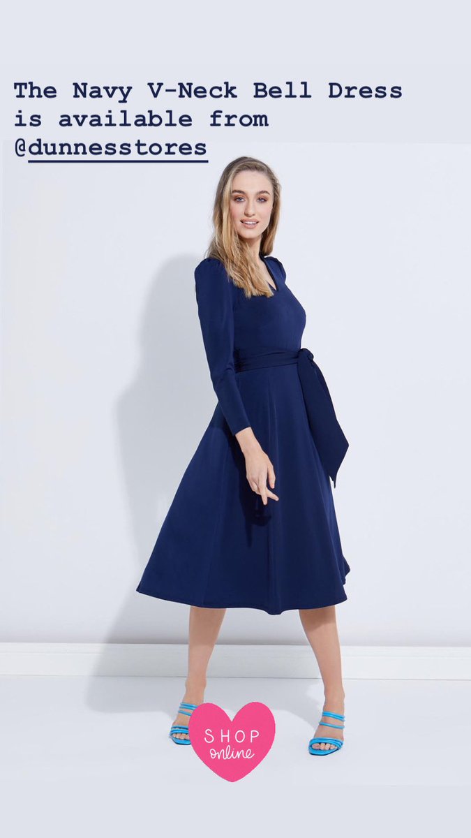 The <a href="/Lennon_Courtney/">LennonCourtney</a> Dress For All Ages ✨The Navy V-Neck Bell Dress is now available to shop exclusively online <a href="/dunnesstores/">Dunnes Stores</a> here   bit.ly/LC-SS19 makeup by <a href="/Derrickmakeup/">Derrick Carberry</a>