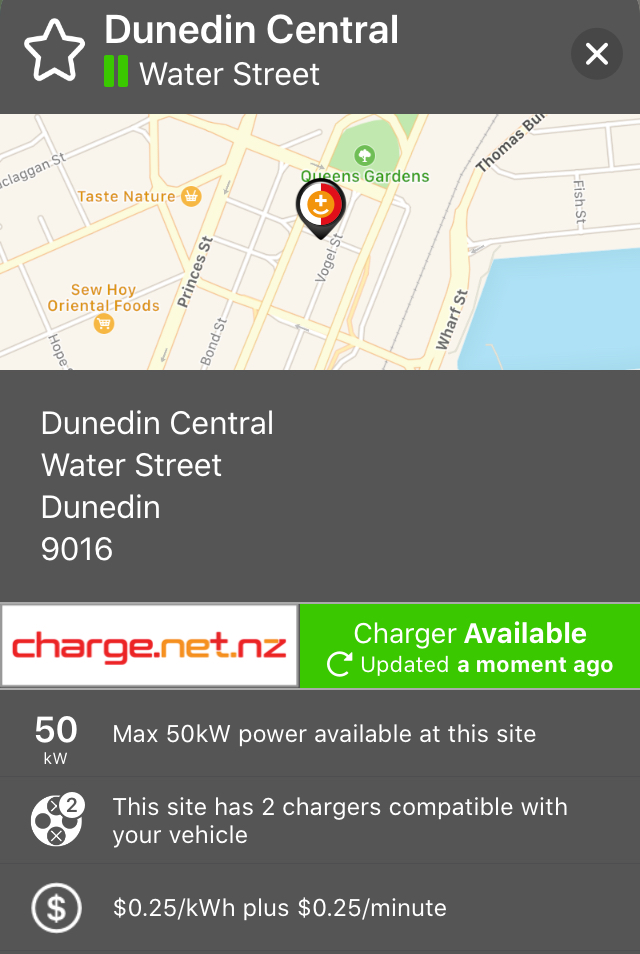 WattsUpNZ's tweet photo. New 50kW &amp; 25kW @ChargeNetNZ #ElectricVehicle chargers now available on Water Street, Dunedin! https://t.co/USF62ExUvB