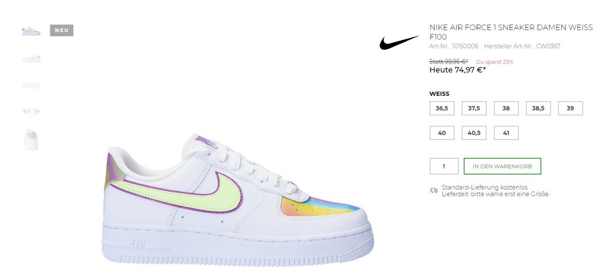 nike air force 1 damen weiß 38