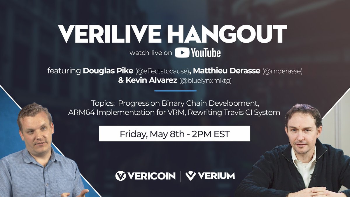 Today is THE day ! Come join us for a #Verilive in a few hours ! youtube.com/user/vericoinc… #Vericoin #Verium $VRC $VRM #Blockchain #cryptocurrency #Bitcoin