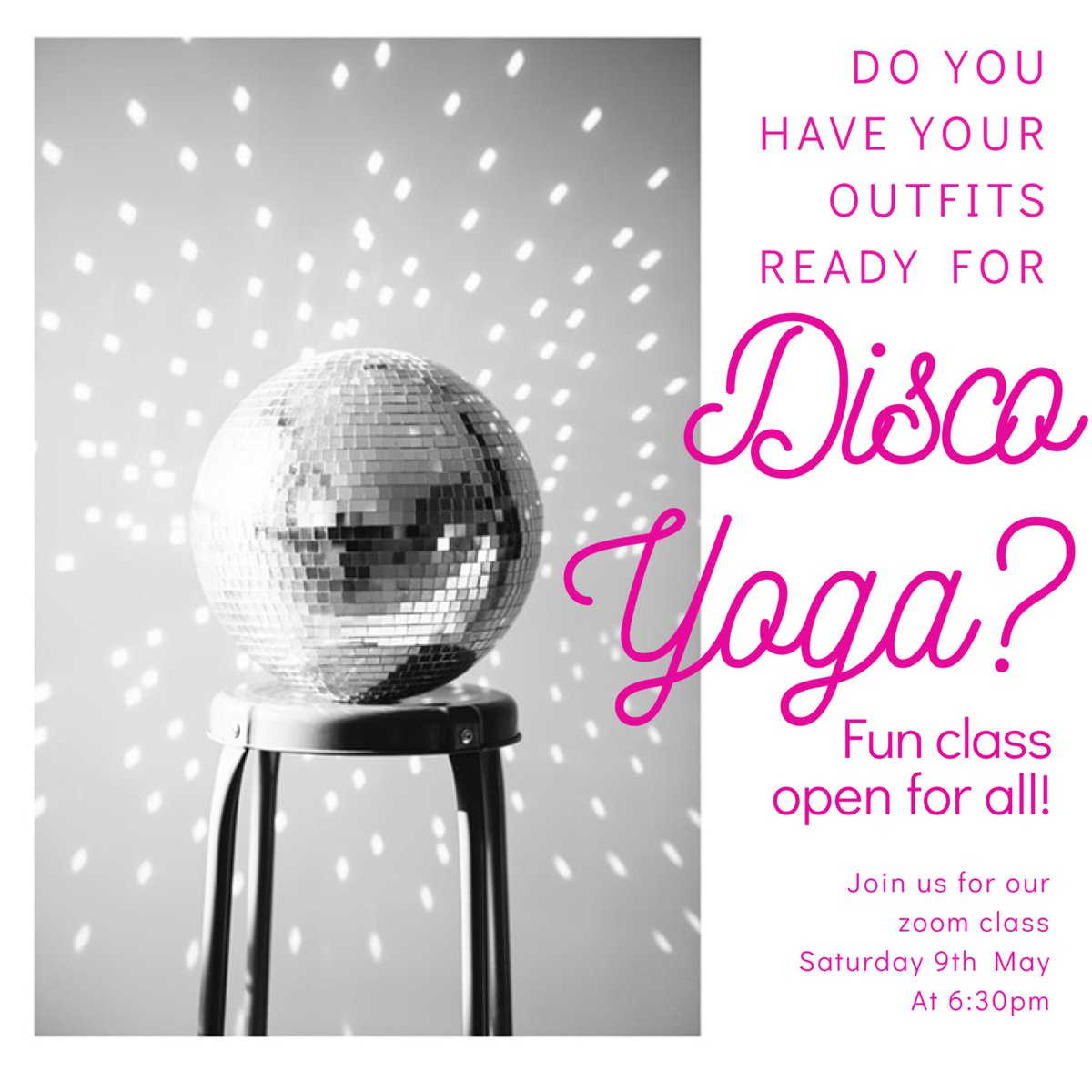 Tomorrow we are having our fun Disco Yoga session at 6:30pm for you and all your family. Dressing up is optional but highly advisable!! <a href="/BrixtonVillage/">BrixtonVillage</a> Are offering takeout promos for straight after class so do check them out! 
Zoom Meeting ID: 908 876 3993
Password: 111