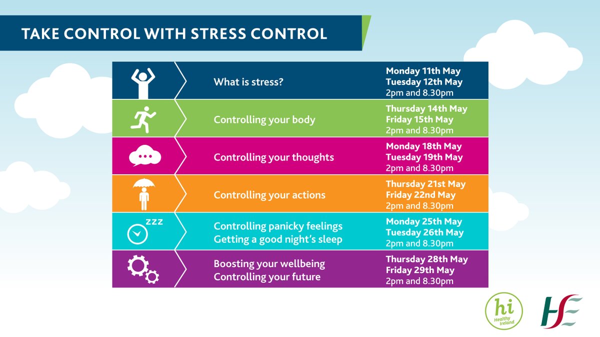 HSELive's tweet photo. More people are experiencing increased stress during #COVID19. 

@HsehealthW Stress Control on-line programme can help &amp; will be broadcast from Mon 11 May for 3 weeks. The programme is free of charge. To join, simply go to https://t.co/atpYluos8q to register. 

#StressControlIrl https://t.co/N8oWjn08Ov