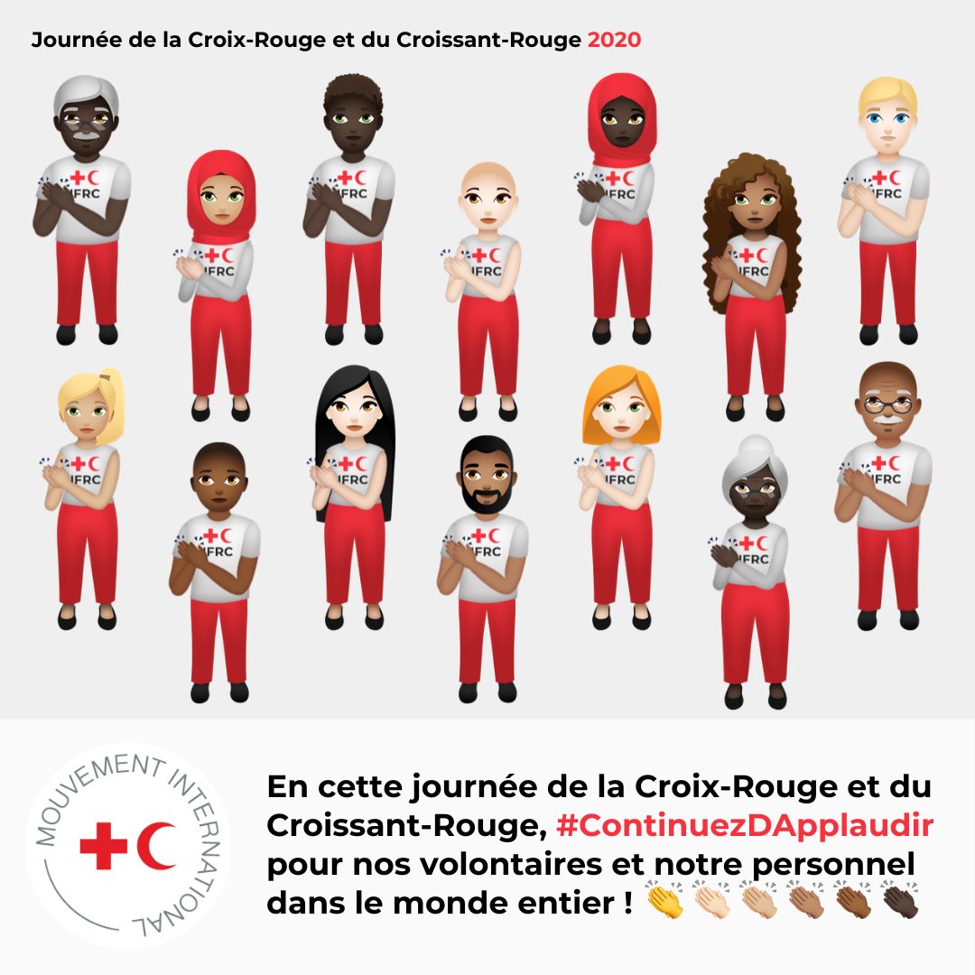 CroixRouge's tweet photo. En cette journée de la Croix-Rouge et du Croissant-Rouge, continuez d'applaudir les volontaires du monde entier 👋🙌👋🌎🚑👋@ifrc https://t.co/sRFVa21l4r
