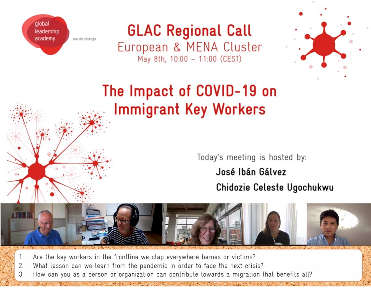 IbanGalvez's tweet photo. Thanks to my GLAC network, friends and colleagues for this fruitful Dialogue for Change: The impact of Covid-19 on Immigrant Key Workers! @IbanGalvez; @GLAC2018; @Gamd_Academy; @Freesca; @chikmigrante; @ale_casano https://t.co/Mnp7MP6Dvx