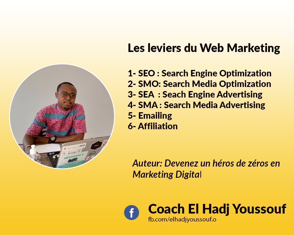 ouattaraelhadjy's tweet photo. Les leviers du web marketing.
Ce sont des éléments très importants à prendre en compte dans votre stratégie #DigitalMarketing .
#marketingdigital #webmarketing #strategy #strategiedigital #publiciteenligne #seo #sea #sem #emailingmarketing #coachelhadjyoussouf https://t.co/HFY77w50cO
