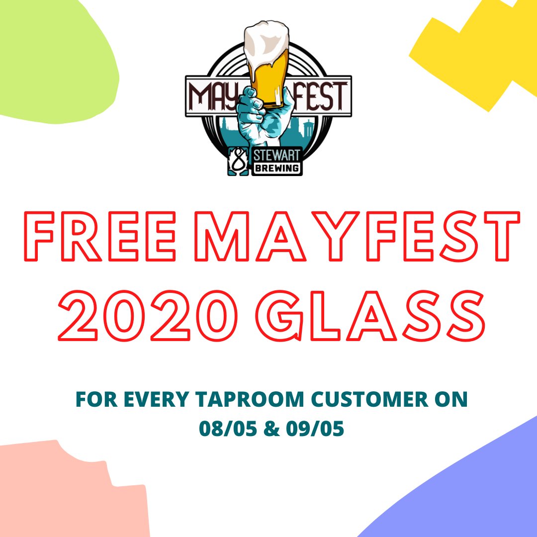 StewartBrewing's tweet photo. Bringing Mayfest to you!  Come visit our taproom this weekend and get fresh draught beer and a free Mayfest 2020 glass.

Open today &amp; tomorrow- 12pm-5pm https://t.co/AL0rPie7TM
