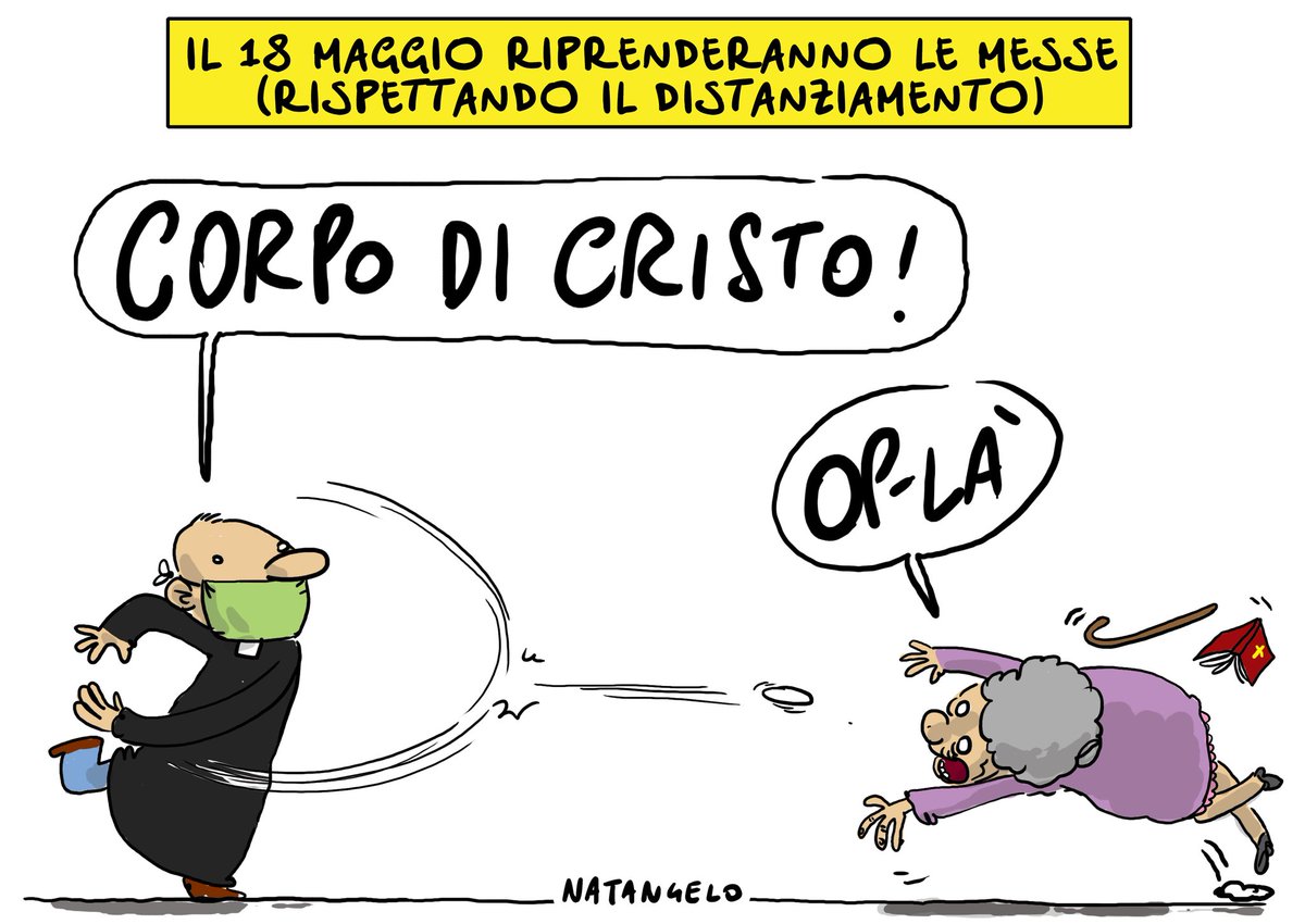 Liturgie post covid – la mia vignetta per Il Fatto Quotidiano oggi in edicola 
#fase2 #fasedue #8maggio #ripartenza #messe #chiesa #cei #decretomaggio #milano #sala #navigli #fumettiitaliani #vignetta #fumetto #memeitaliani <a href="/fattoquotidiano/">Il Fatto Quotidiano</a> #umorismo #satira #humor #natangelo