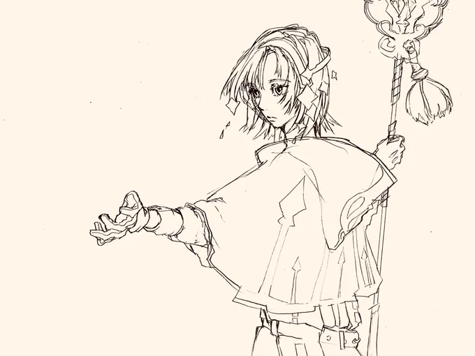 魔術師の綺麗な男の子?
手袋良いよね、今自分の中で熱いのです
ロッドからぶら下がってるのはタッセル?
#お絵描き #イラスト #ファンタジー 