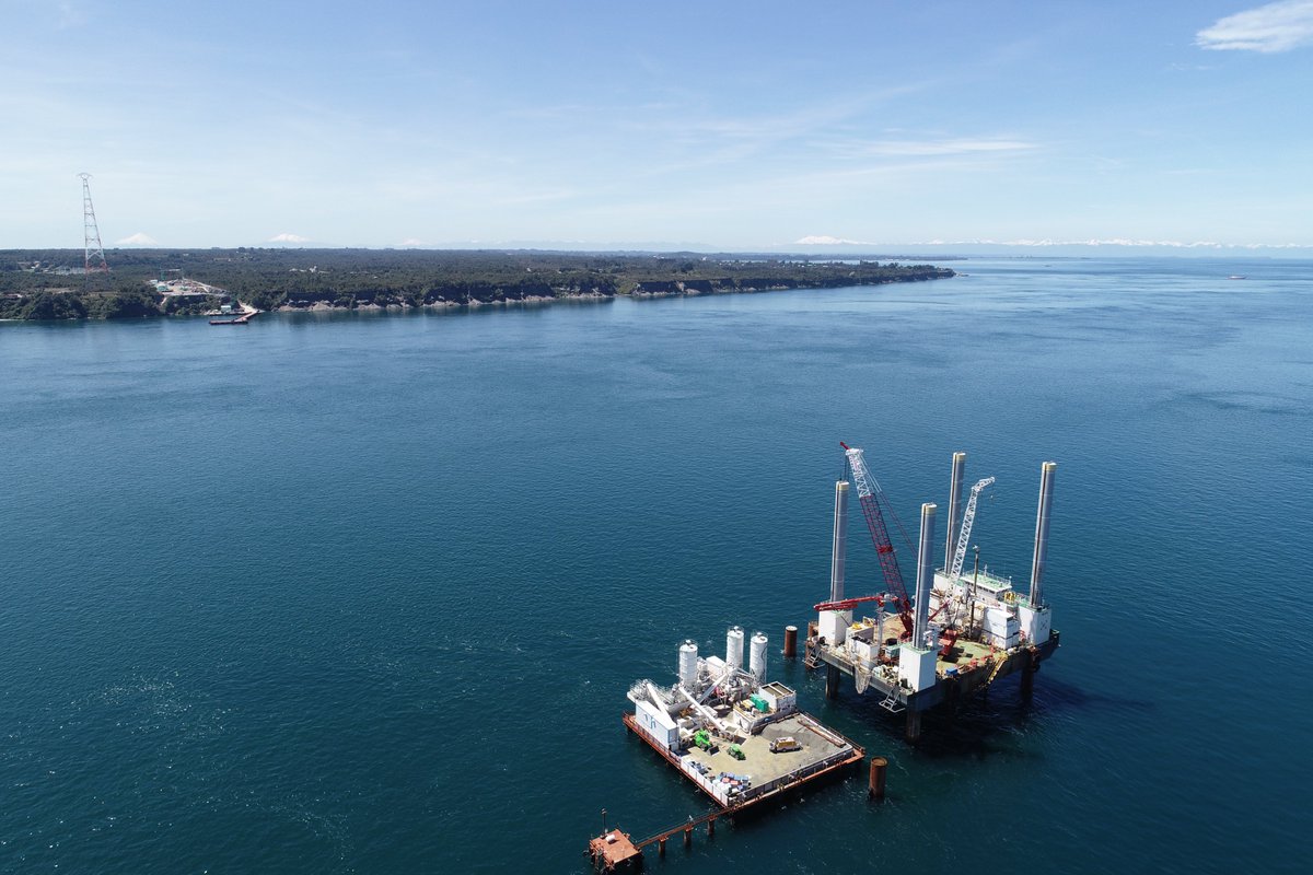 GruppoTrevi's tweet photo. Route5 is the longest highway in Chile interrupted between the continent and the Chiloé Island by #ChacaoChannel. #TreviChile is carrying out #foundationWorks in the #ChacaoBridge project: once completed the time to cross the channel will be just 3 minutes https://t.co/Q6rkyynlGu https://t.co/45cMQJBYm8