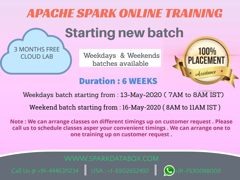 sparkdatabox's tweet image. APACHE SPARK online training

Visit Us @ sparkdatabox.com

@ India: +91-4446311234 / USA : +1-6502652492
Whatsapp : +91-7530088009

Email us @ training@sparkdatabox.com

sparkdatabox.com/onlin…/apache-spark-online-training

#Sparkdatabox