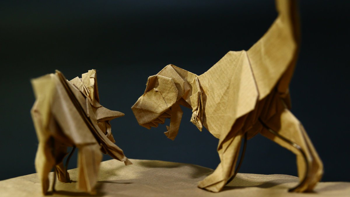 今井雄大 折り紙マイマイ Di Twitter 折り紙 ティラノサウルスとトリケラトプス 創作 折り手 今井雄大