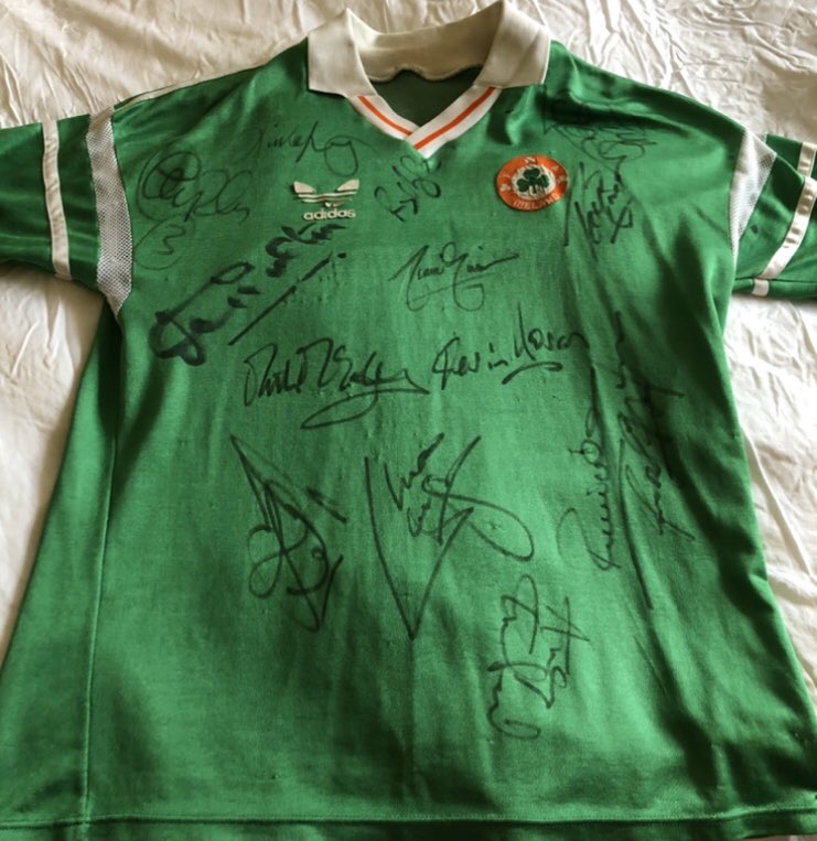 Happy birthday Jack Charlton the 1st to sign my 32-year-old Euro 88 jersey just under the Adidas logo  