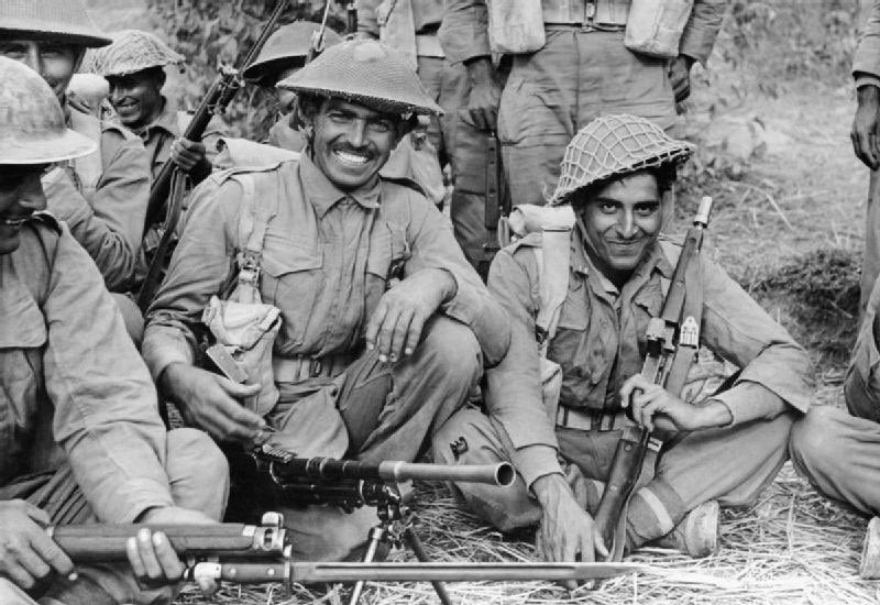Indian infantrymen of the 7th Rajput Regiment about to go on patrol on the Arakan front in Burma, 1944.Judging by their faces, these lads banter was top notch.