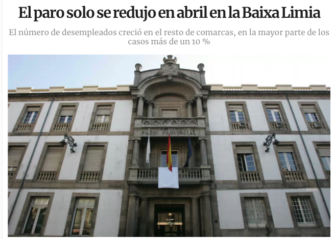 DeputacionOU's tweet photo. #OEOu El paro solo se redujo en abril en la Baixa Limia
El número de desempleados creció en el resto de comarcas, en la mayor parte de los casos más de un 10 % https://t.co/RVVi6M9QsY https://t.co/FRgL16wBFC
