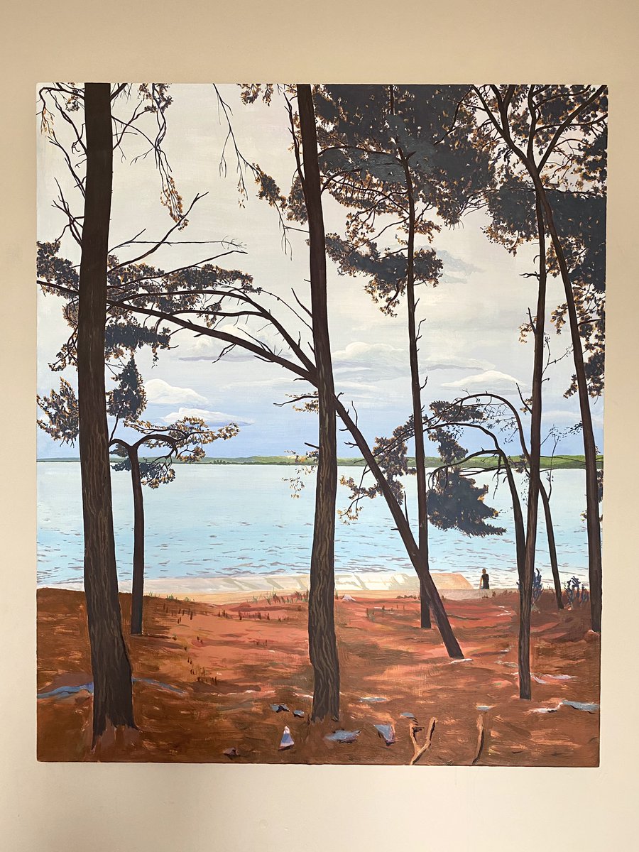 thephoenix1969's tweet photo. Wanderer 2 (reworked) 130 x 100cm 2020 #contemporarybritishpainting #contemporarypainting #contemporaryart #painting #painter #landscape #forest #walking #zlarin #light #mood #colour #texture #pines #apertures #figure #ground https://t.co/rRyDhJIAAq