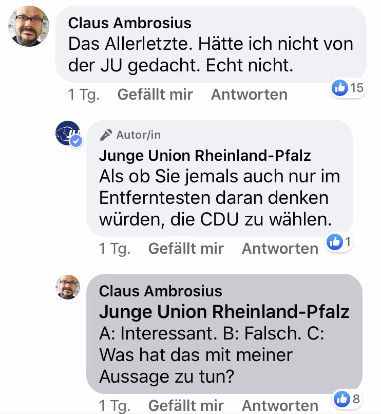 Wahlkampf am Limit in Rheinland-Pfalz. Junge Union schießt nicht nur anlassfrei gegen m/w/d („Lieber genug Geld für ordentliche Schultoiletten statt Toiletten für das dritte Geschlecht.“), sondern geht auch völlig souverän mit Kritik um. <a href="/cdurlp/">CDU Rheinland-Pfalz</a> <a href="/ChBaldauf/">Christian Baldauf</a>