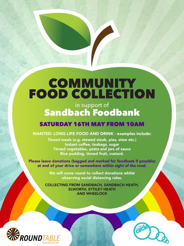 WillsExpert's tweet photo. On Saturday 16 May Sandbach Round Table and Sandbach Ladies Circle are organising a community food collection in support of Sandbach Food Bank. Routes will be announced next week on the Round Table Facebook page #sandbach #sandbachfoodbank #sandbachroundtable @iSandbach https://t.co/AHuCVOwuT7