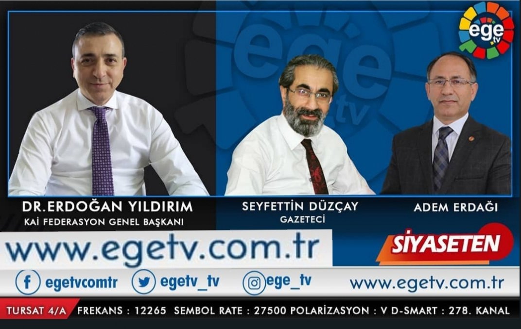 Corona virüsü tedbirleri kapsamında kendi evinde iş yerinde Ege TV Kanalında işadamları siyasiler STK başkanları ile gündeme dair Telekonferans aracılığıyla programlar yapıyoruz. Ramazan bayramına kadar programlarımız devam edecektir. Türkiye'nin kanalı Ege TV iyi seirler..