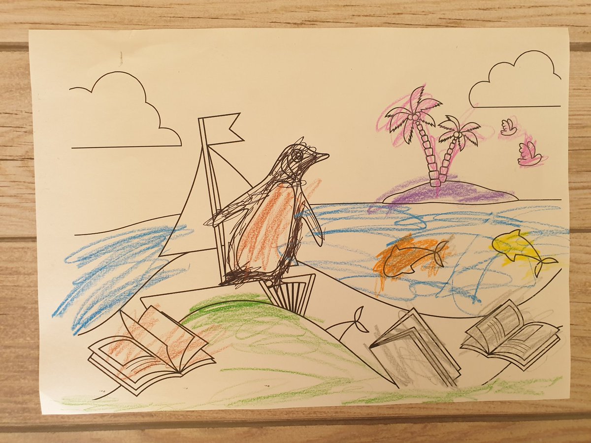 LisaTrollip's tweet photo. Here's Ethan's (4) entry for the #LockdownPenguin colouring competition. Fingers crossed! @PenguinKidsSA https://t.co/IbJTqWroHd