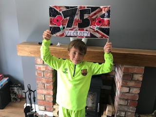 sjvblackpool's tweet photo. One of our Year 4 pupils has celebrated VE day by making a flag out of an Aldi carrier bag! 🇬🇧🧑🎨#SJVCLass4T #VEDay75 https://t.co/j8I6MyWsS6
