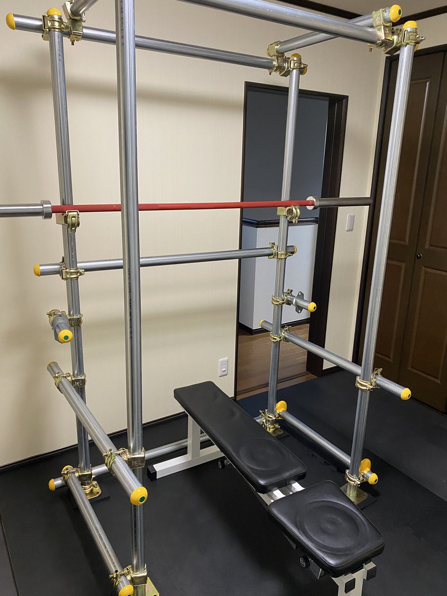 バーベルセット パワーラック 単管パイプ 自作