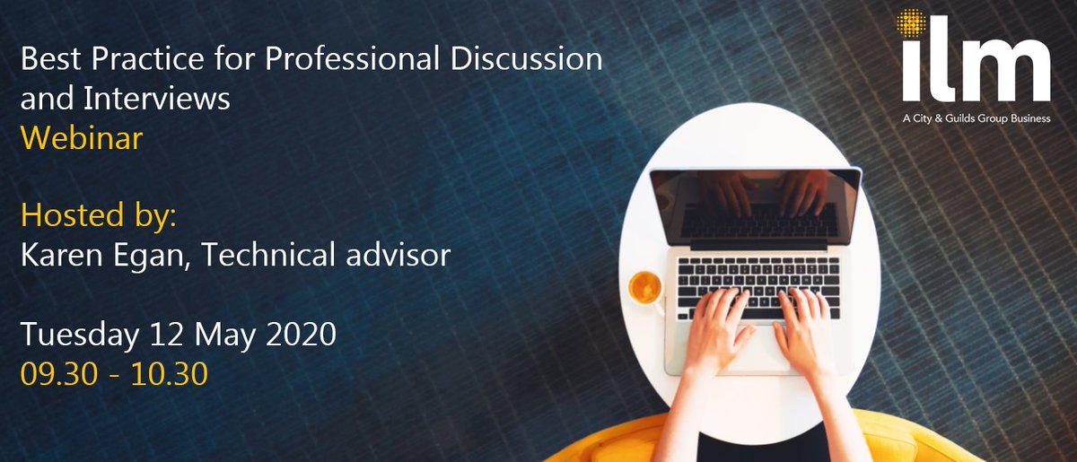 ILM_UK's tweet photo. There's still time to register for our Best Practice for Professional Discussion and Interviews webinar this Tuesday, 12 May 2020 09.30 (BST). 

Reserve your place now: https://t.co/I3ggco5LtO https://t.co/efbhYdWKoT