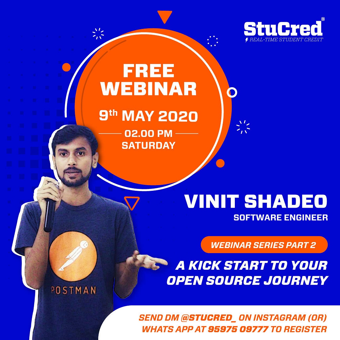 Vinit_Shahdeo's tweet photo. Many thanks to @stucred for such a wonderful initiative to help out the students.
👉Register here: https://t.co/H2whK4Jkir
🤝Hope to see you there!
💻GitHub: https://t.co/Qo9OoW2Gh8
#OpenSource #YourFirstPR #Coding #GSoC #RGSoC #GSSoC #Hacktoberfest #GitHub #Webinar #StuCred https://t.co/OIgh0P0ObV