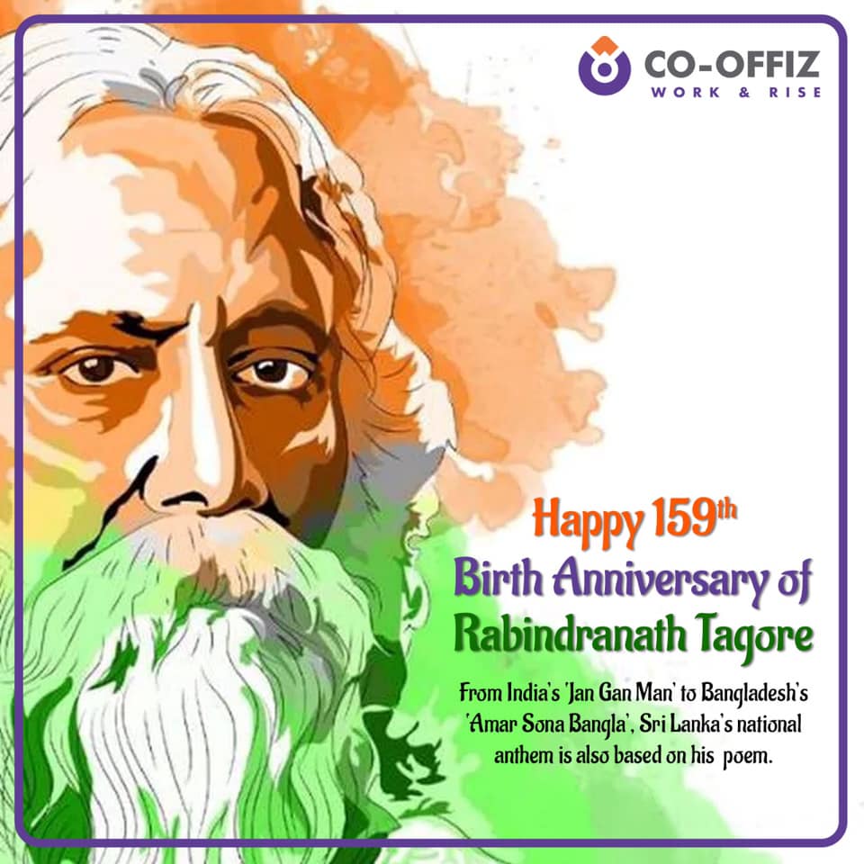 co_offiz's tweet photo. From India’s ‘Jan Gan Man’ to Bangladesh’s ‘Amar Sona Bangla’, Sri Lanka’s national anthem is also based on his poem.

CO-OFFIZ is proud to celebrate 159th Birth Anniversary of Rabindranath Tagore 😊

#cooffiz #rabindrajayanti #rabindranathtagorejayanti #sharedworkplace https://t.co/tijZgLtZ93