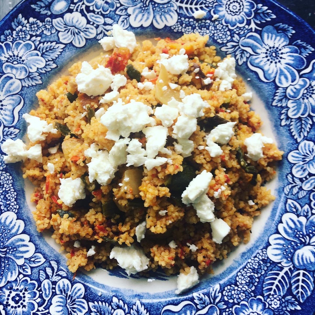WombourneCooks's tweet photo. Roast Med Veg couscous with feta for lunch #FoodLove #WombourneCooks https://t.co/ttcWyCNhhr