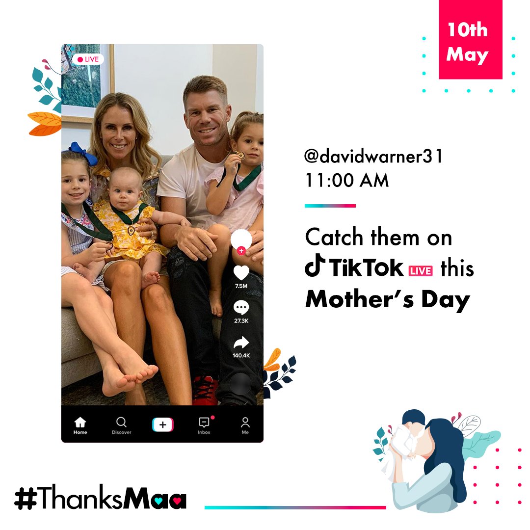 Tiktok India We Ve Seen The Warner Family Make The Most Of Their Time Together On Tiktok Now Catch Davidwarner31 With His Family At 11 Am On 10th May Only On