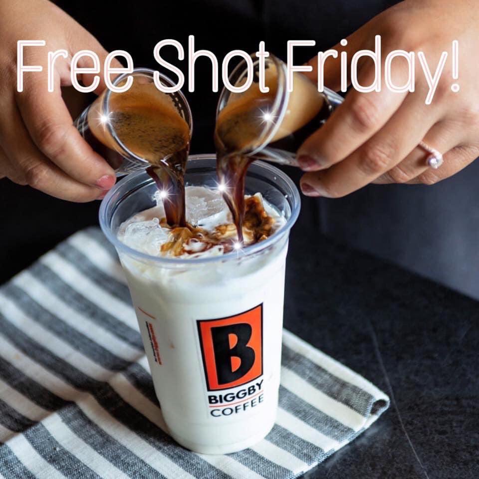 TBiggby's tweet photo. You made it to another Friday!  Get rid of that zombie like feeling and add some pep to your step with an extra espresso shot for free! https://t.co/REcwEUyoE0