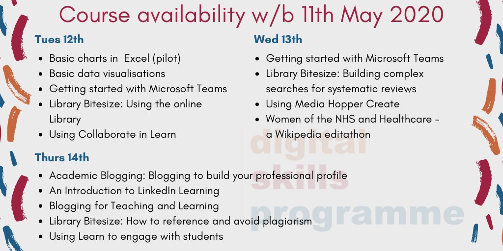 We have lots of online courses taking place next week. Limited availability on the courses listed below, be quick &amp; book your place now! 
👉edin.ac/2JHM2Pt