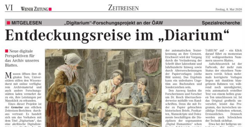 ACDH_OeAW's tweet photo. "Raffiniert wurde die Software für das „Digitarium“ genutzt – Seite um Seite fütterte man das stets dazulernende Programm mit jahrhundertealten Nachrichten." 
Das #digitarium ist heute Thema in der @WienerZeitung 🗞️
Hier geht es zum E-Paper: 
👉 https://t.co/0AWYDxGcuE https://t.co/VB8rHKzP0n