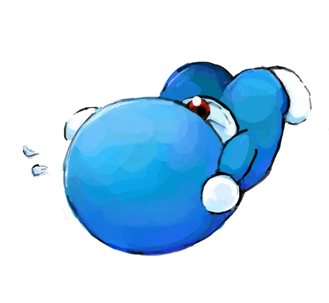 家で運動するドラえもんのイラスト 