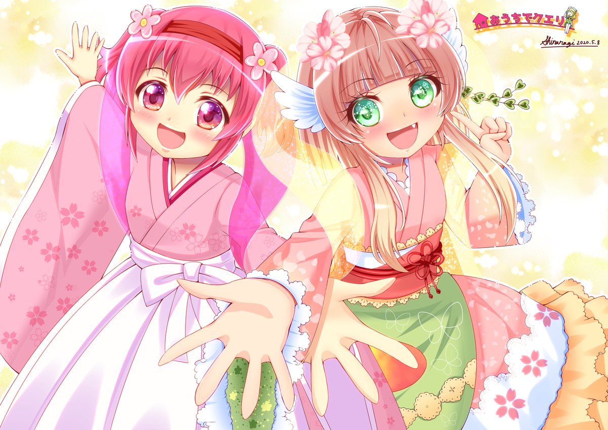 しららぎ 絵描き お仕事募集中 キャラクターイラスト おうちでクエリ ひかりちゃんと千代たんを描きました お題 ほのぼの優しい空間 ひかりちゃん 見ていて癒されるようなイラストを目指しました イラスト 日本全国萌えキャラ臨時同盟