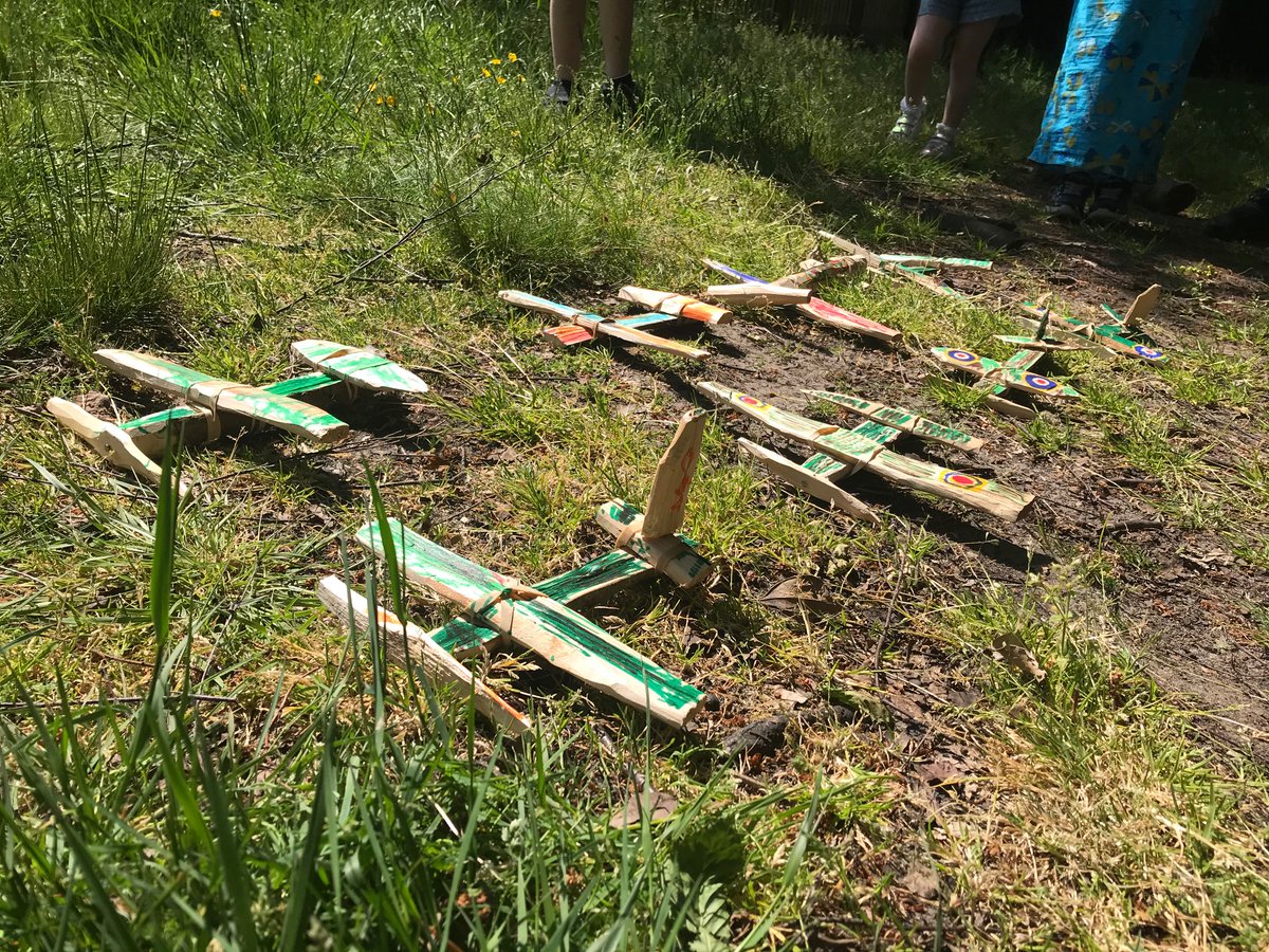 BigHatBushcamp's tweet photo. Happy VE Day, everybody. Here's the squadron of Spitfires ready for the fly-by, courtesy of the kids still at school in Bagshot. https://t.co/mcK3FNLtat