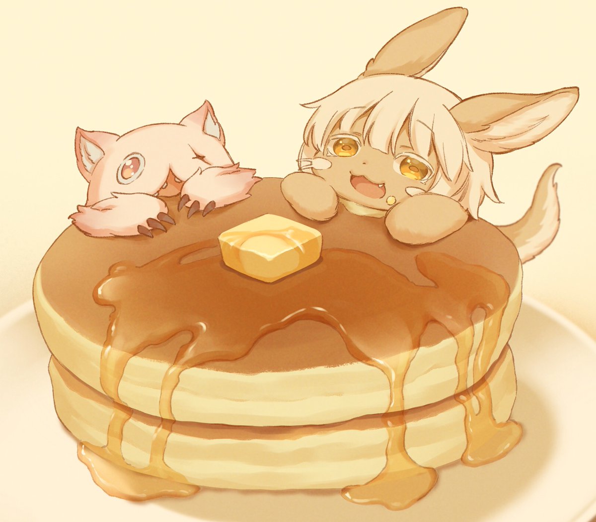 nanachi (made in abyss) pancake furry food open mouth animal ears smile 1other  illustration images