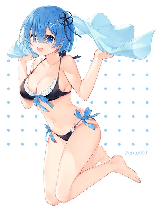 ちょっと気が早いですが、水着を描きました? 
色合いを変えてみましたが、どちらの方がいいでしょうか(σ'・ω・)

#リゼロ #レム 