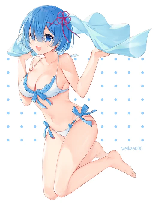 ちょっと気が早いですが、水着を描きました? 
色合いを変えてみましたが、どちらの方がいいでしょうか(σ'・ω・)

#リゼロ #レム 