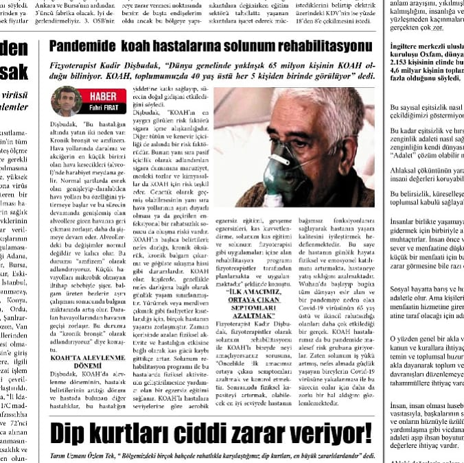 Değerli meslektaşımız Fizyoterapist Kadir Dişbudak'ın,"Pandemi sürecinde KOAH hastalarının neler yapması gerektiğini"nı anlattığı gazete yazısını linke tıklayarak okuyabilirsiniz📰 Değerli meslektaşımız Kadir Dişbudak'a teşekkür ederiz👏👏👏 yeniguneygazetesi.com/pandemide-koah…
#koah #COVID19
