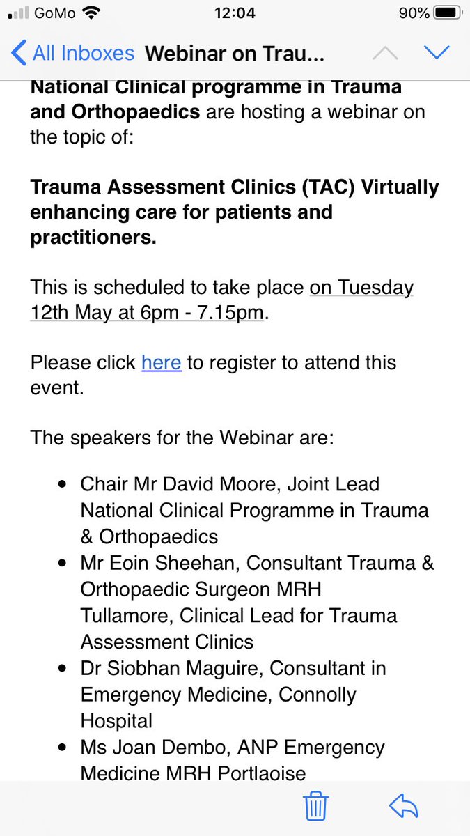 If any ED ANPs running virtual # clinics (TAC) or looking to implement - the RCSI are holding a webinar on Tuesday - Joan Dembo (ED ANP, MRHP) will be presenting our experiences as the first non-ortho hospital in Ireland to implement TAC @Joan49204498 <a href="/iaanmp/">IAANMP</a> <a href="/soomeraghsandra/">Sandra McCarthy</a>