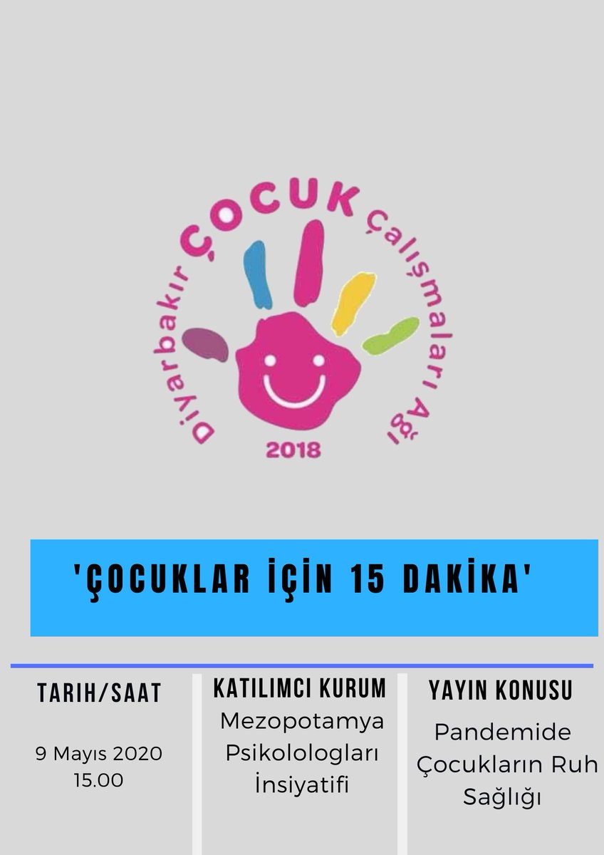 CocukAgi's tweet photo. "Çocuklar İçin 15 Dakika" dediğimiz kısa yayınlarımızı Youtube kanalımızdan yapmaya devam ediyoruz.
Bu haftaki yayınımızda @Der_Mez ile 'Pandemi Sürecinde Çocukların Ruh Sağlığı' konusunu konuştuk. Yarın saat 15.00'da YouTube kanalımızdan izleyebilirsiniz.
https://t.co/AQTkuU7fg5 https://t.co/8pqQU9iJO7