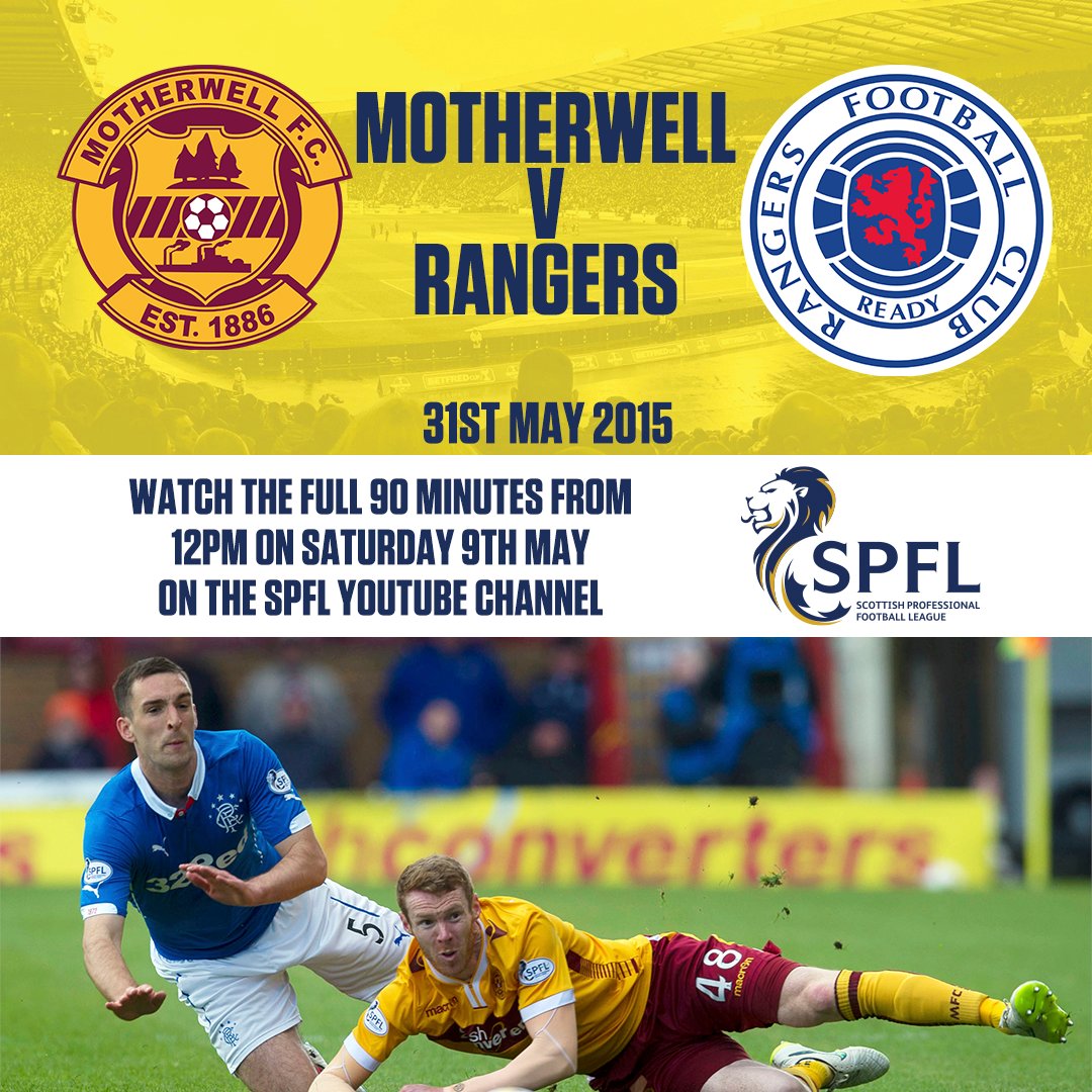spfl's tweet image. 🗳️ You've been voting all week and we've got a winner!

Tomorrow's 12:00pm live stream on the SPFL Youtube is;

🙌 @Ladbrokes Premiership Play-Off 2⃣nd Leg
⚽️ @MotherwellFC v @RangersFC 
🏟️ Fir Park
🗓️ 31st May 2015

📺Set a reminder 👇
youtu.be/MPx8S0_h_ZI