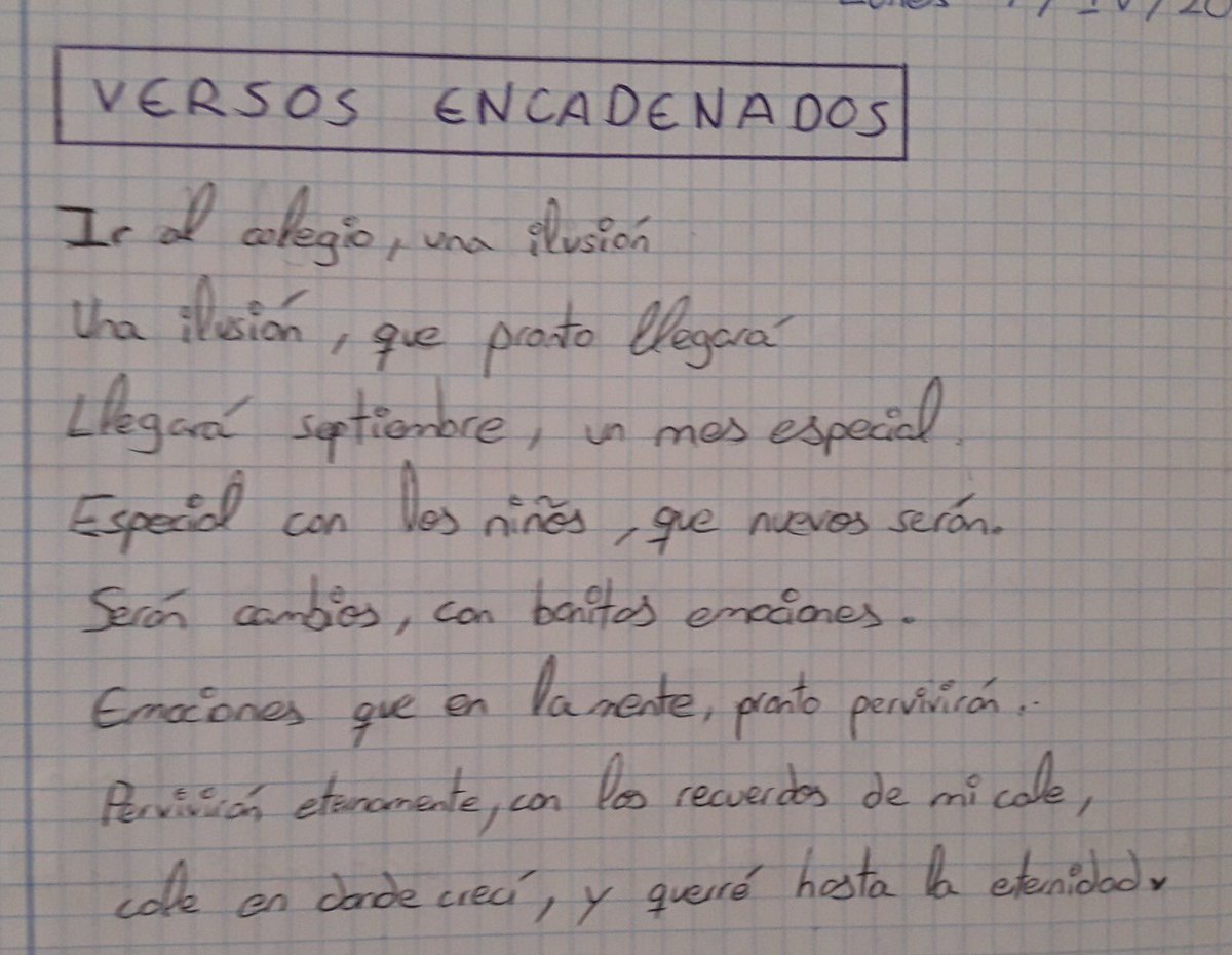 CeipMargaritaSa's tweet photo. En 6º trabajamos los versos encadenados y nos acordamos mucho de nuestro colegio. @educacyl @AmpaMargarita @cfievalladolid #ProyectoLeescribo https://t.co/wxROA8BG24