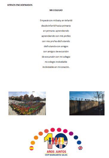 CeipMargaritaSa's tweet photo. En 6º trabajamos los versos encadenados y nos acordamos mucho de nuestro colegio. @educacyl @AmpaMargarita @cfievalladolid #ProyectoLeescribo https://t.co/wxROA8BG24